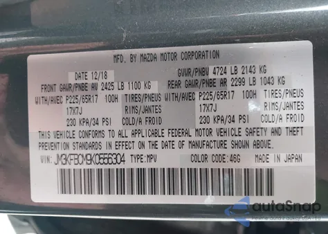 2019 Mazda Cx-5 Touring z USA, uszkodzony, nr VIN JM3KFBCM9K0556304